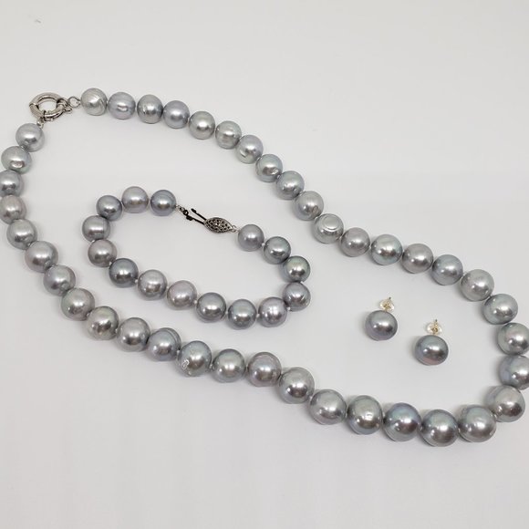 JTV Jewelry - JTV CFWP Pearl Rhodium Over Sterling Silver Necklace/Bracelet/Earring SET